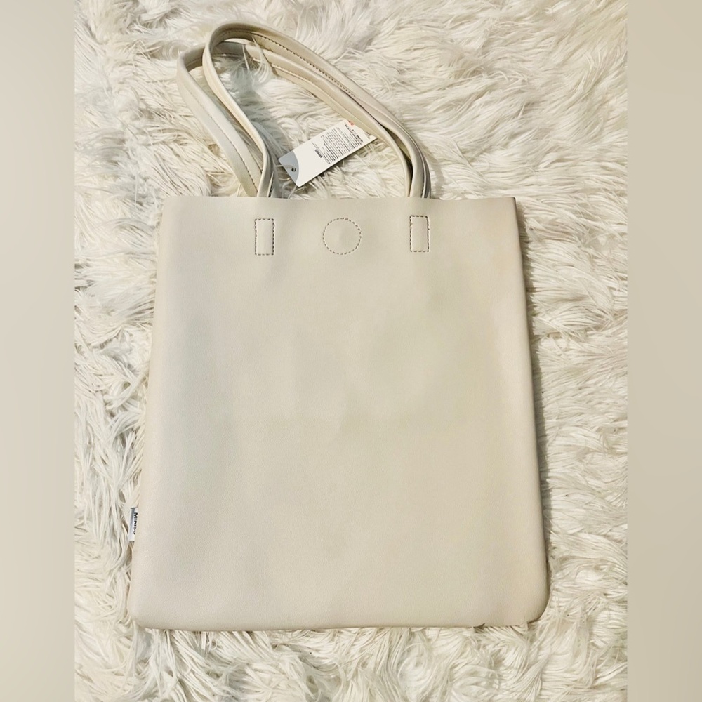 Miniso Lite Faux Leather Beige File Document Tote Bag